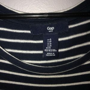 Navy and white striped dress.